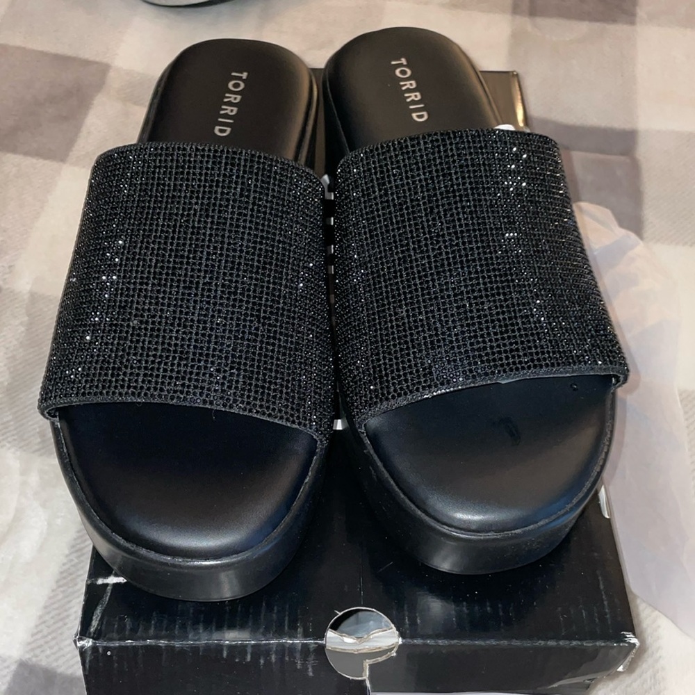 Torrid Glitter Black Slide Sandals
